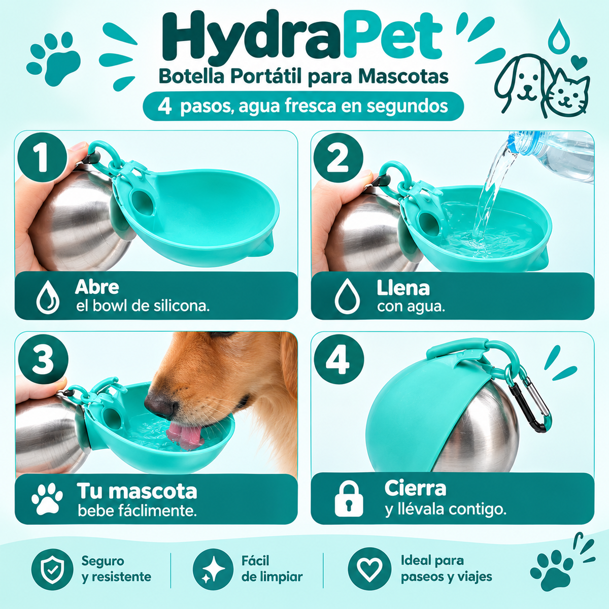 HydraPet – Botella Portátil para Mascotas
