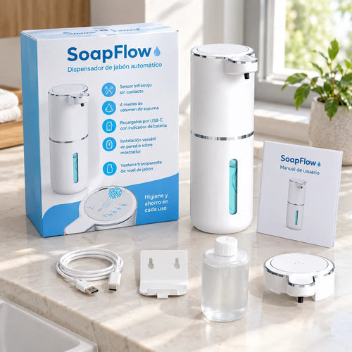 SoapFlow dispensa espuma con sensor infrarrojo.